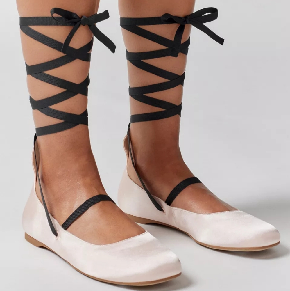 Urban Outfitters Karter Strappy Satin Ballet Flats